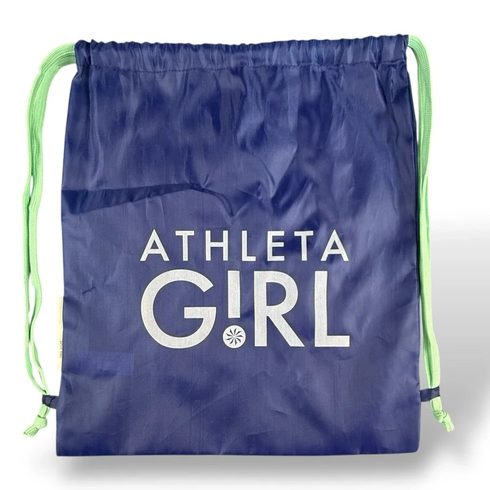 Athleta Girl Drawstring Carry Bag Blue Aqua Cinch Athletic Bag‎ Gym Bag PE Bag
